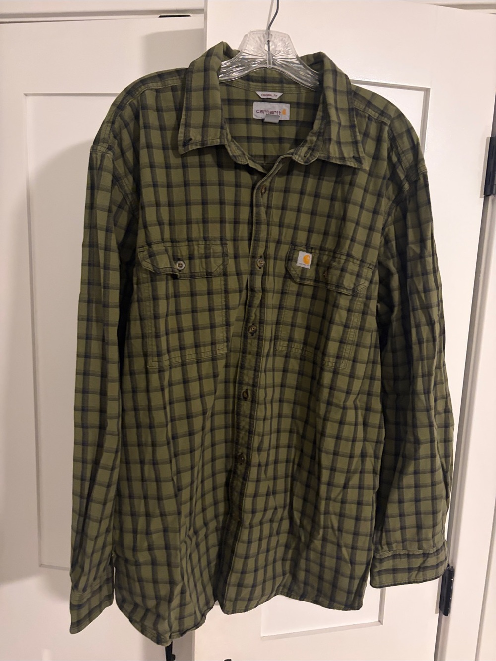 Carhartt Olive Green Plaid Button Up Shirt
